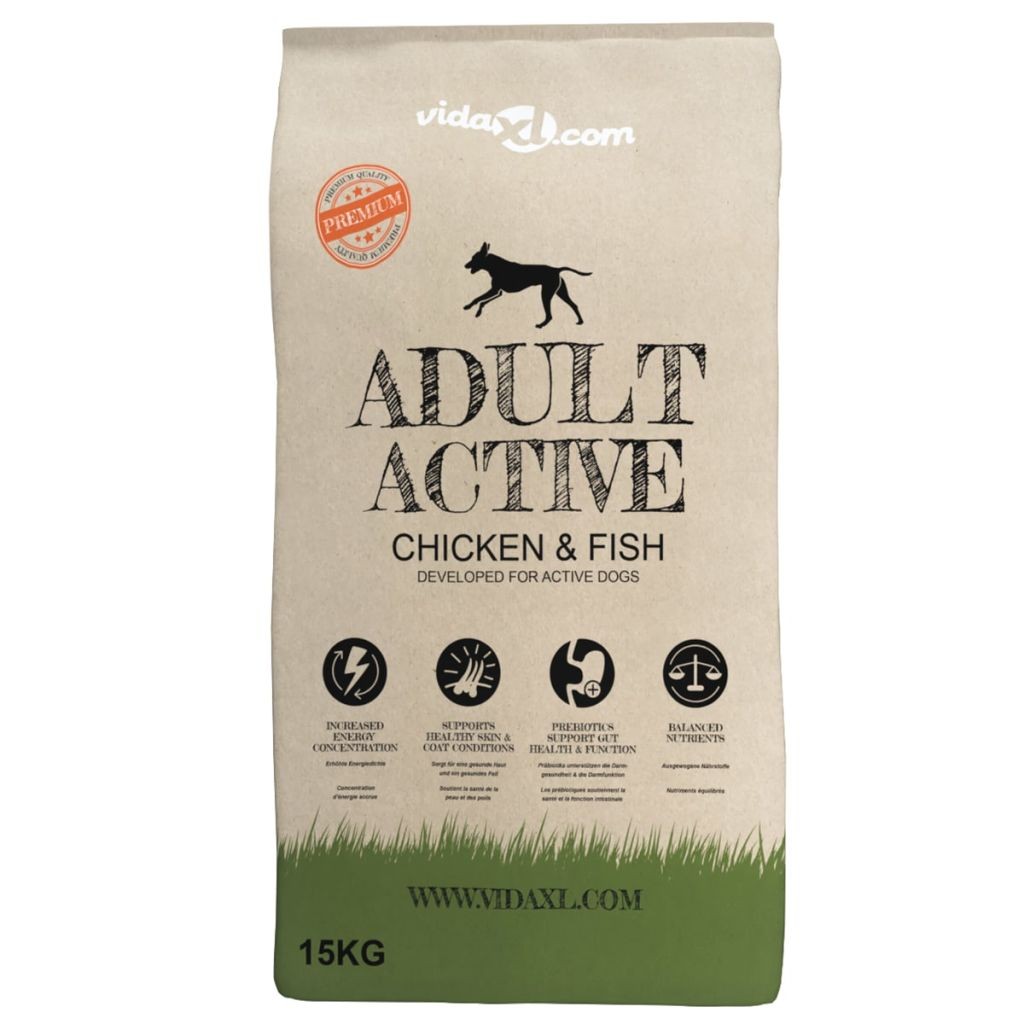 Premium Dry Dog Food Adult Active Chicken & Fish 15 kg